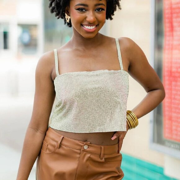 Buddy Love Girly Girl Rhinestone Crop Top - Gold (SIZE SMALL) - Picture 3 of 10